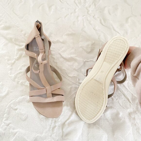 Eileen Fisher Sola Tumbled Nubuck Leather Sandal Size 9 - Picture 4 of 5